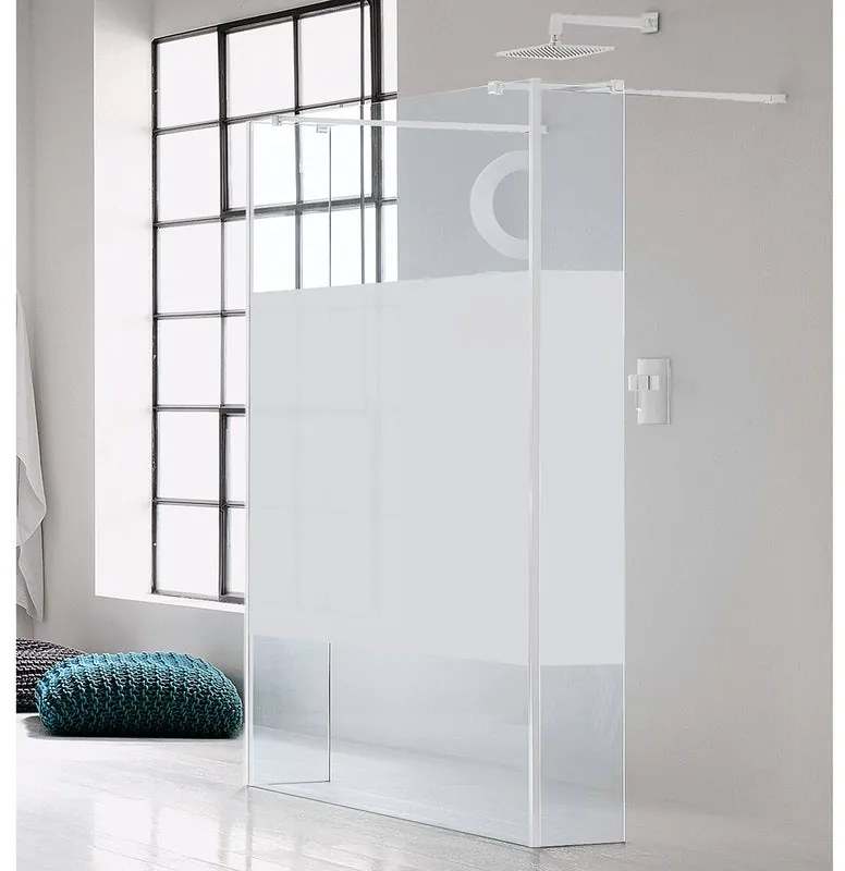 Box doccia walk-in L 20 x H 200 cm, vetro 6 mm serigrafato bianco