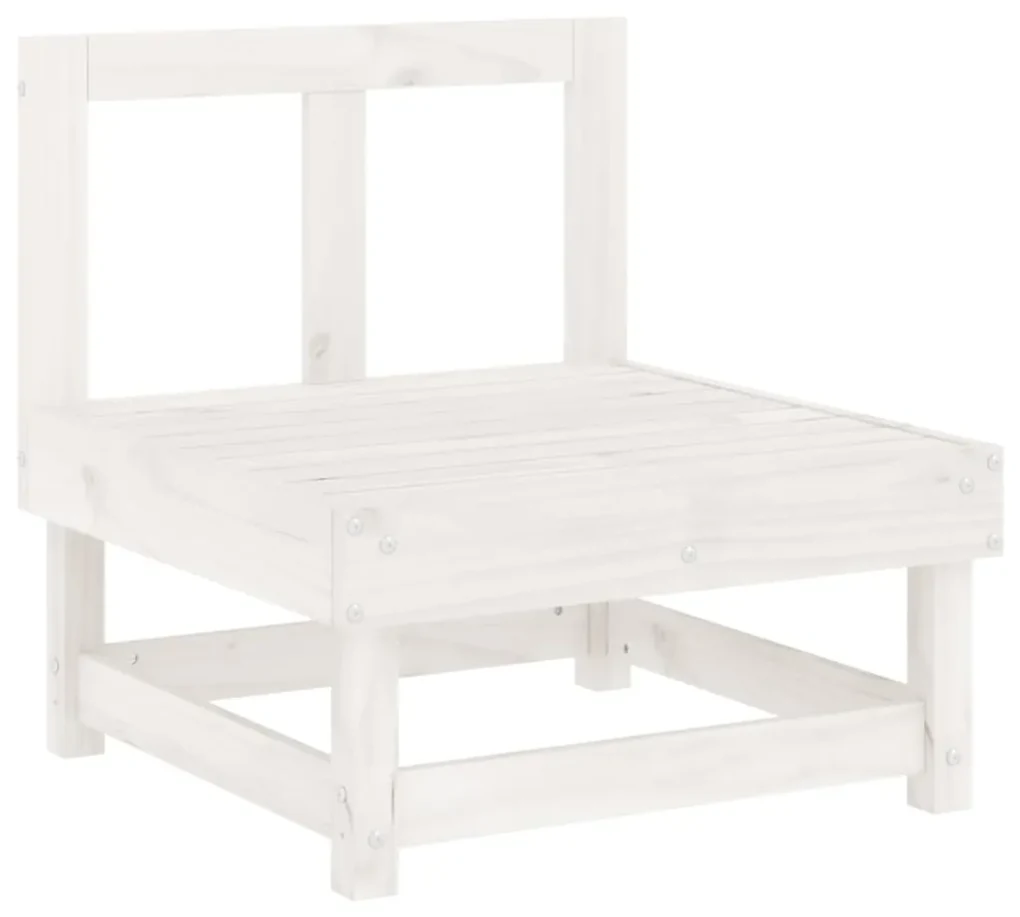 Set salotto da giardino 7 pz bianco in legno massello di pino