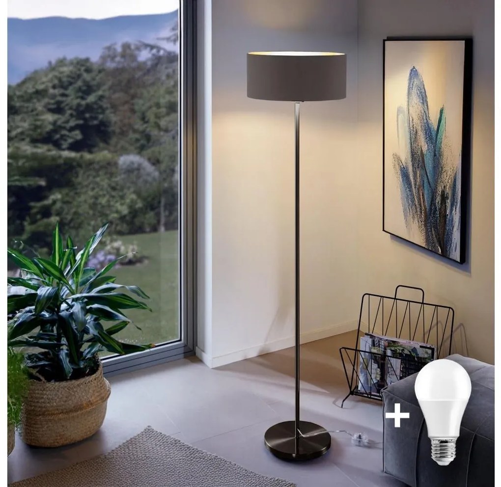 Lampada da terra LED TUNJA 1xE27/20W/230V Ø 38 cm nero/marrone