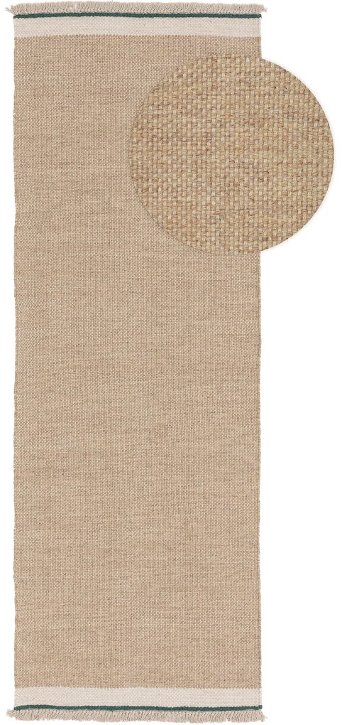 benuta Pop Tappeto passatoia in lana Karla Beige 70x200 cm - Tappeto fibra naturale