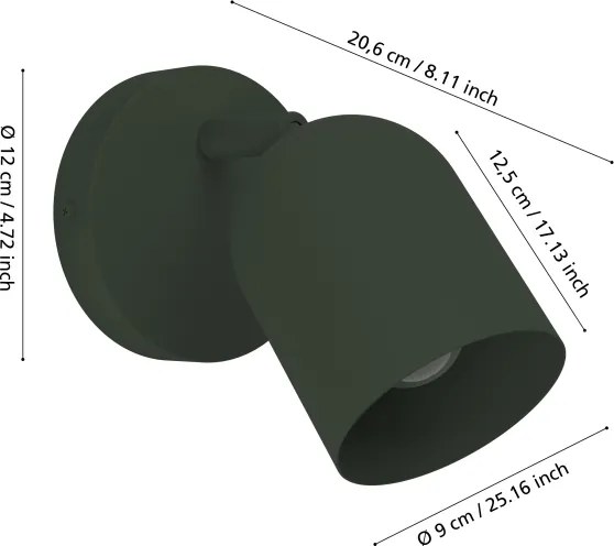 Eglo 44132 - Faretto da parete TILSTON 1xE14/40W/230V verde