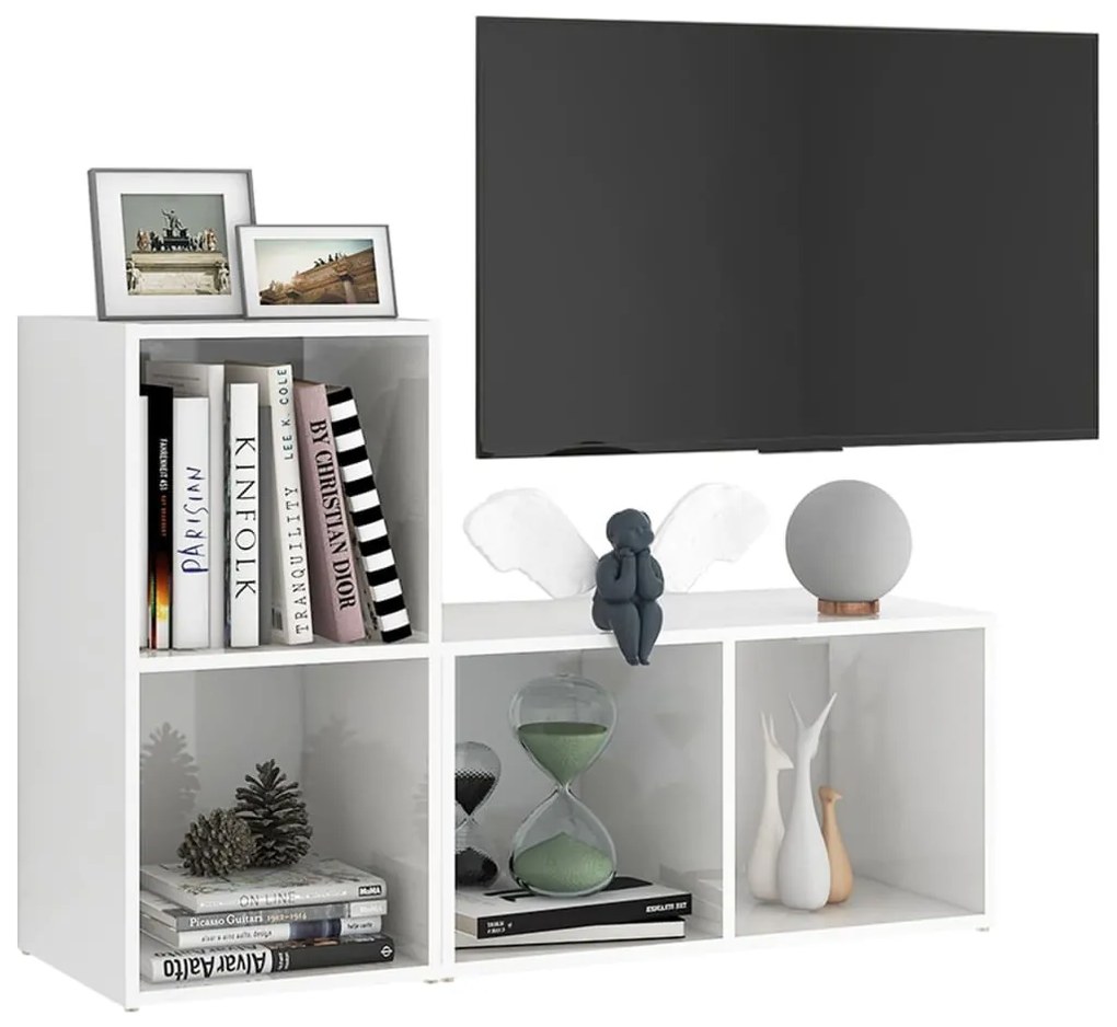 Mobili Porta TV 2 pz Bianco Lucido 72x35x36,5 cm in Truciolato