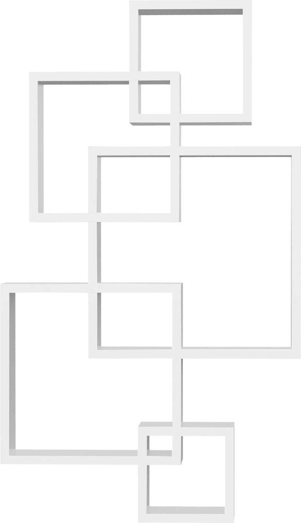 Libreria Moderna Sospesa con 5 Cubi Intrecciati 49,5x10,2x86 cm in Legno Bianco...