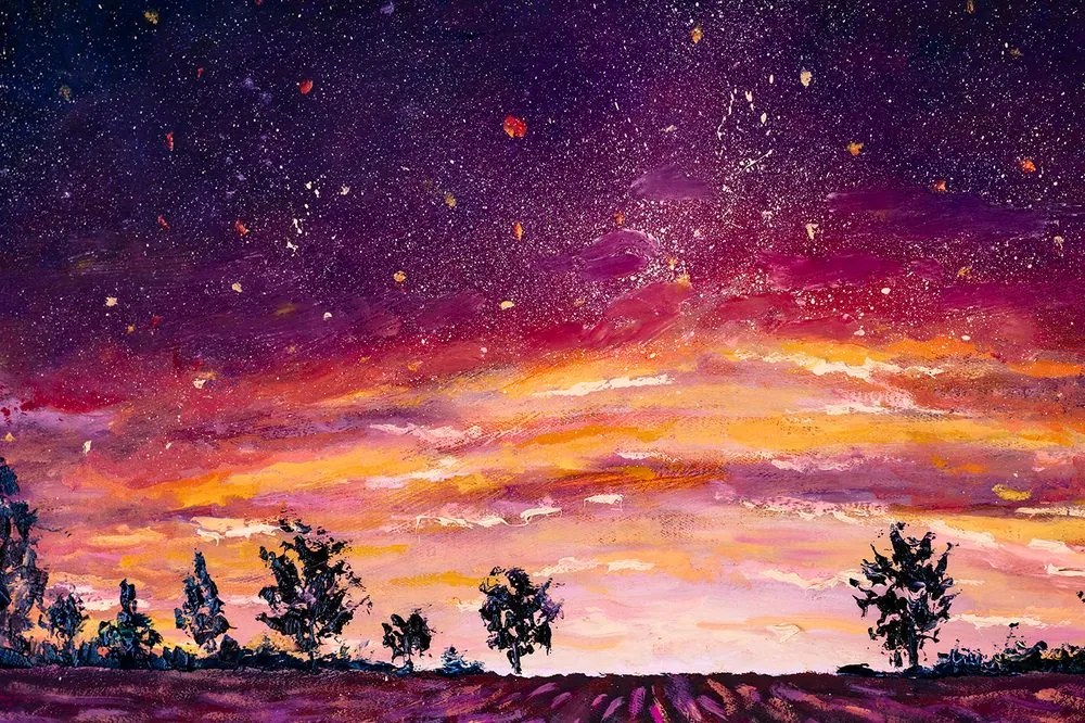 Carta da parati – Pittura a olio di campo di lavanda