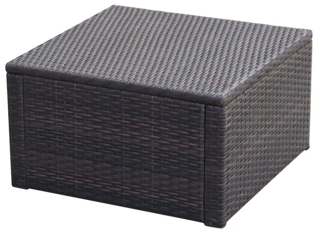 Poggiapiedi ottomana in polyrattan 53x53x30 cm marrone