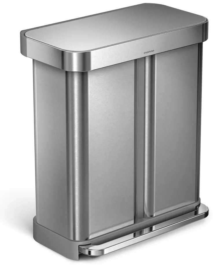 Bidone a pedale in acciaio inox per rifiuti differenziati 58 l Dual - simplehuman