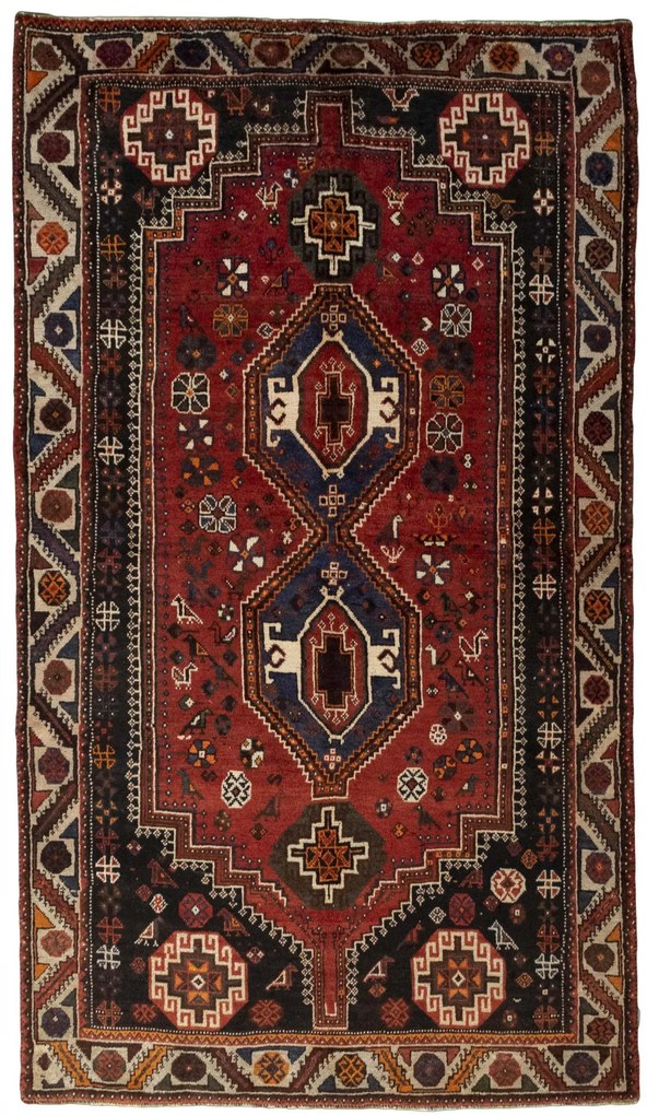 Shiraz Tappeto 270x150 Rosso (Iran) Annodato A Mano