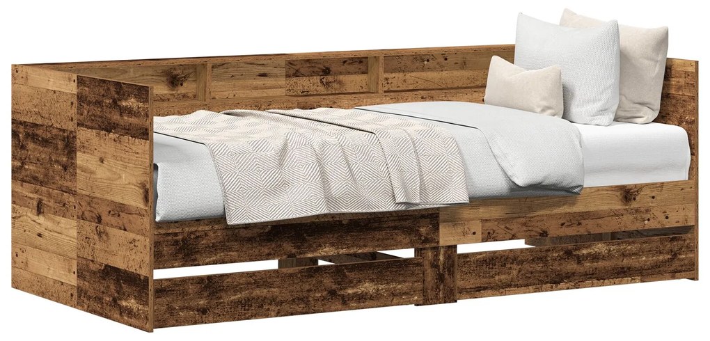 Letto a giorno con cassetto legno vecchio legno ingegnerizzato