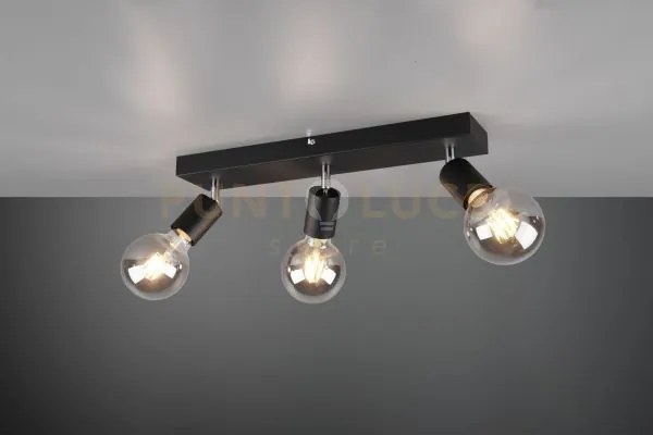 Vannes barra 3 spots orientabili nera l. 44cm attacco e27