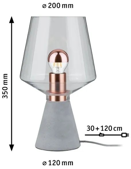 Paulmann 79665 - 1xE27/20W Lampada da tavolo NEORDIC YORIK 230V