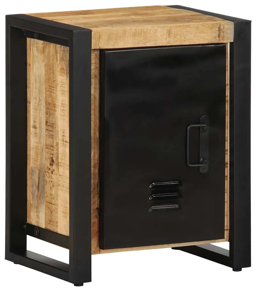 Comodino 40x30x51 Cm İn Legno Grezzo Massello Di Mango /