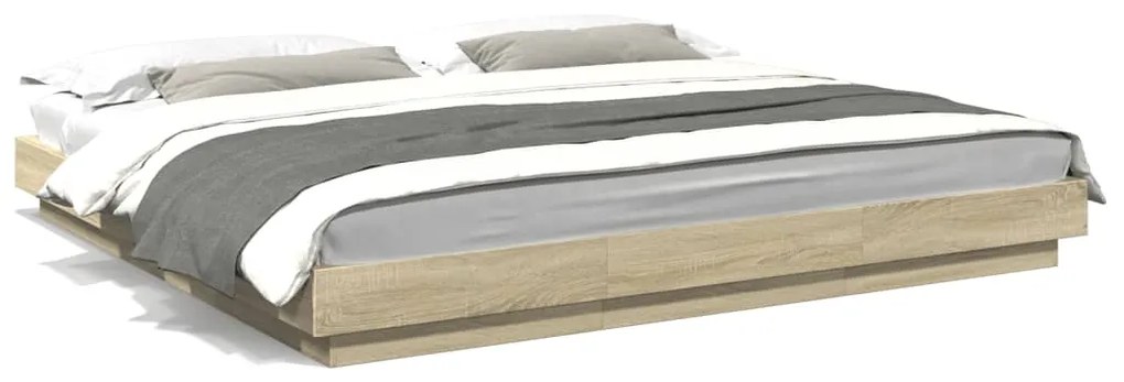 Giroletto cassetti luci led sonoma 200x200 cm legno multistrato