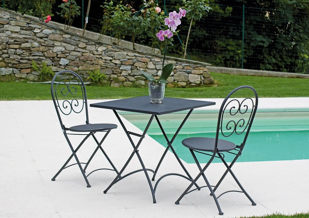 Sedia Pieghevole da Giardino 41x55x91 cm in Ferro Orta Grigio Antracite...