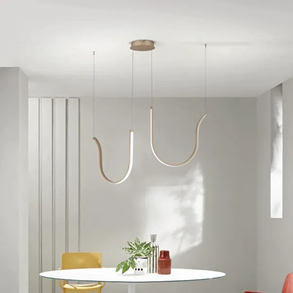 Lampada a sospensione ARQUA 2 Luci LED in metallo verniciato 102 cm ORO