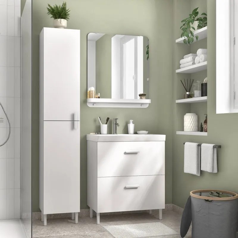 Mobile sottolavabo e lavabo Easy bianco L 70 x H 67 x P 40 cm 2 cassetti