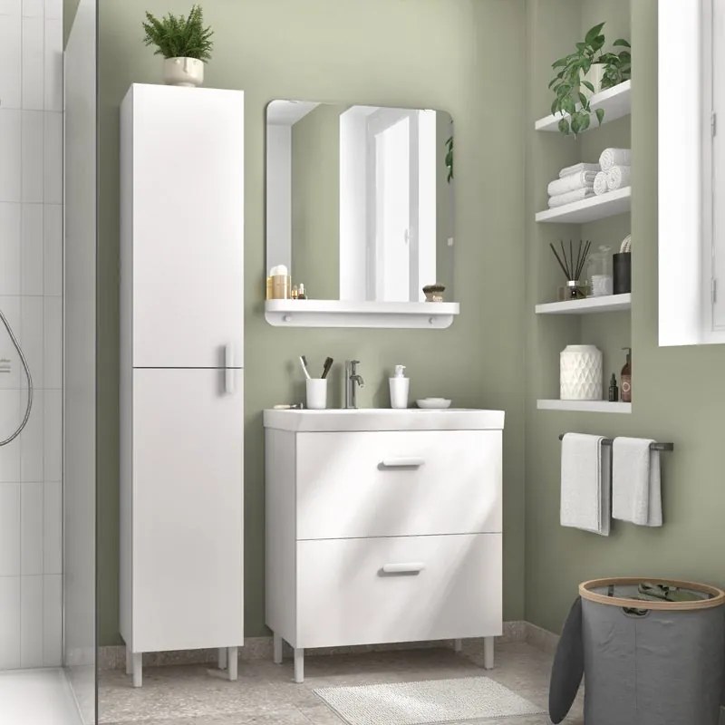 Mobile sottolavabo e lavabo Easy per vasca centrale bianco L 70 x H 67 x P 40 cm 2 cassetti