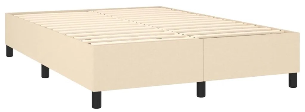 Letto a molle con materasso e led crema 140x200 cm in tessuto