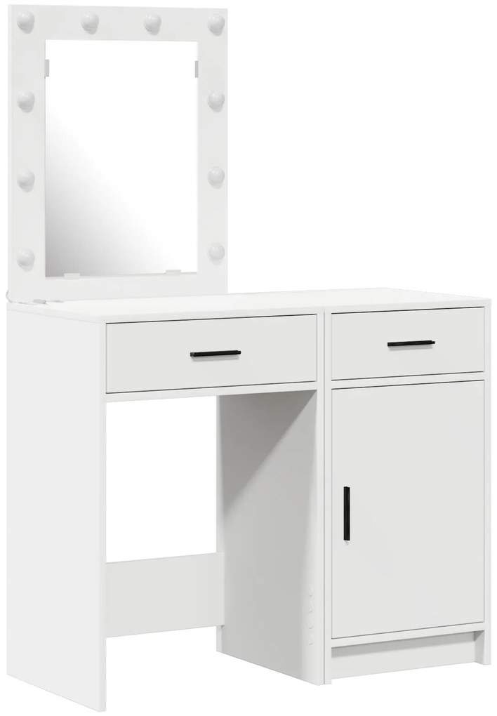 Set da toeletta 2 pezzi con led in legno ingegnerizzato bianco