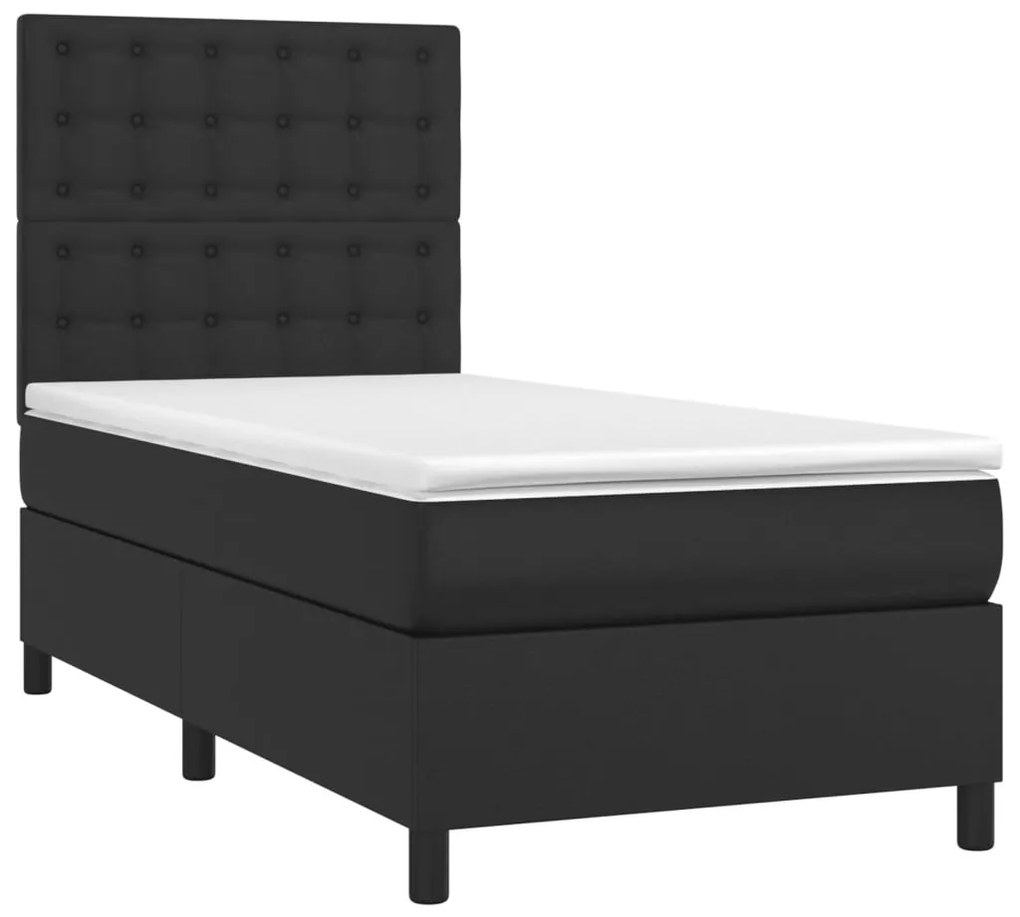 Giroletto a molle con materasso nero 90x190 cm in similpelle