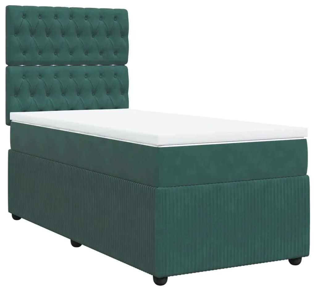 Giroletto a molle con materasso verde scuro 100x200 cm velluto