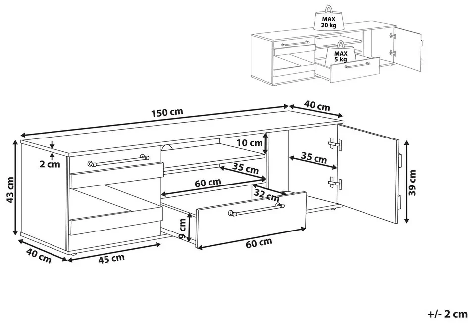 Mobiletto TV in legno chiaro e nero SALTER