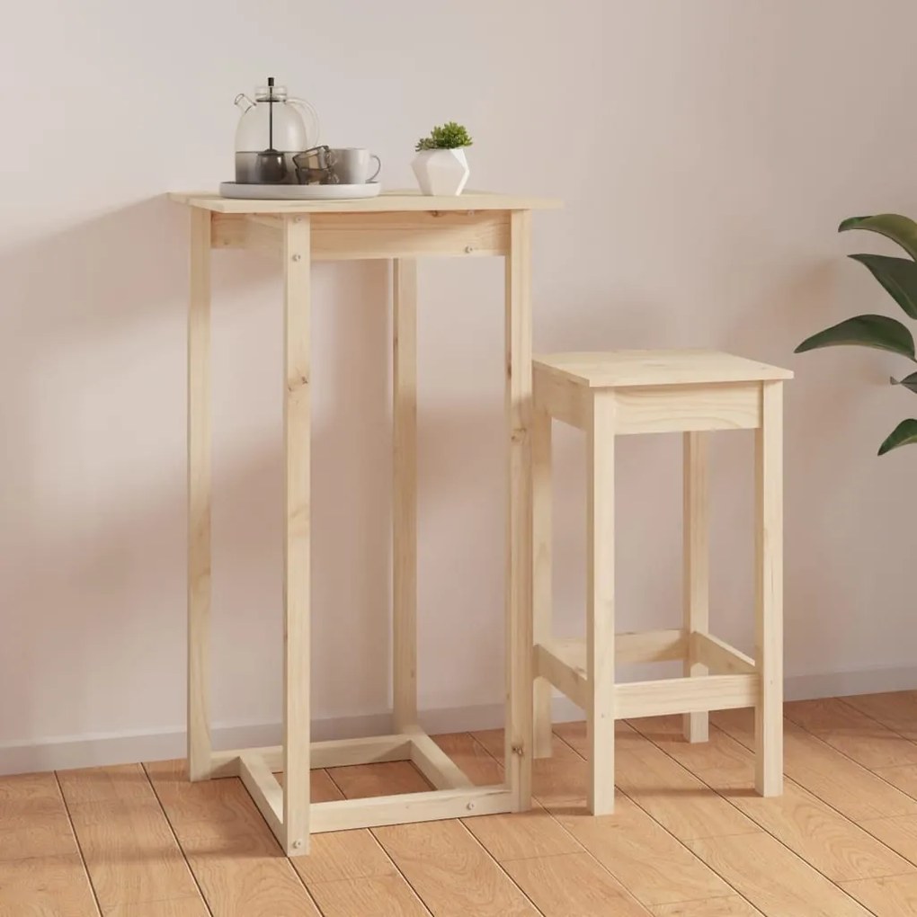 Tavolo Da Bar 60x60x110 Cm İn Legno Massello Di Pino /