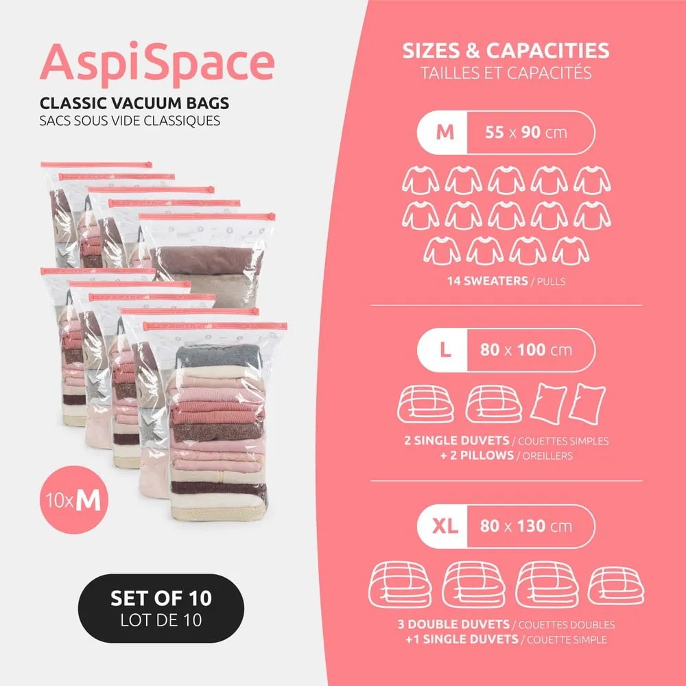 Sacchetti per il vuoto in set da 10 pezzi Space M - Compactor