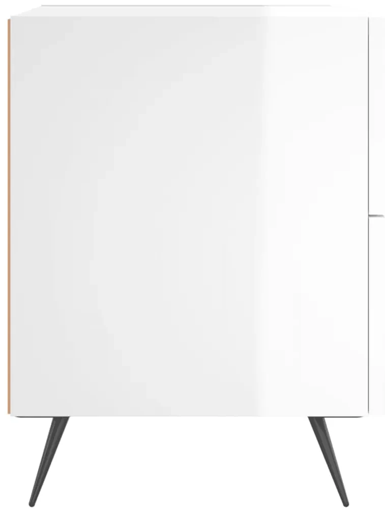 Comodino bianco lucido 40x35x47,5 cm in legno multistrato