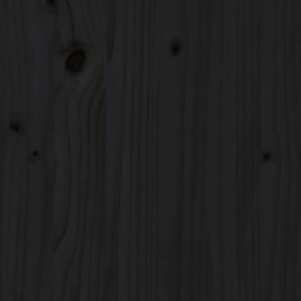 Testiera per letto nera 146x4x104 cm in legno massello di pino