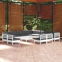 Set Divani da Giardino 14 pz con Cuscini Bianchi Legno di Pino cod mxl 44371