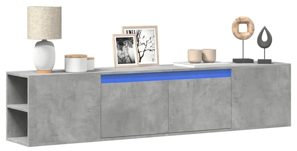 Mobile Tv A Parete Con Led Grigio Cemento 180x31x39,5 Cm /
