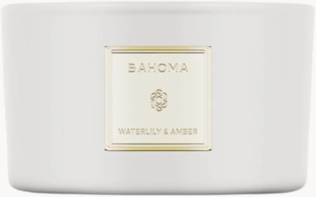 Candela profumata a 3 stoppini fatta a mano Waterlily & Amber (Neroli, rosa, legno di sandalo)