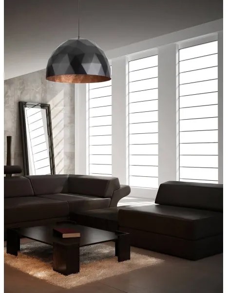 Lampadario su filo DIAMENT 1xE27/60W/230V d. 35 cm nero/rame