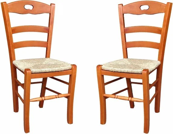 Sedia da cucina con seduta paglia LOIRE Ciliegio SET 2 PZ