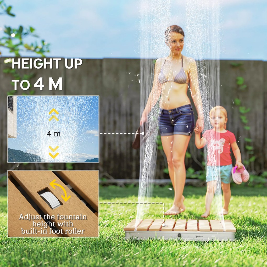 Doccia da Giardino Portatile 70x55 cm Getti d'Acqua Regolabili fino a 4 m in Polistirene Effetto Legno...