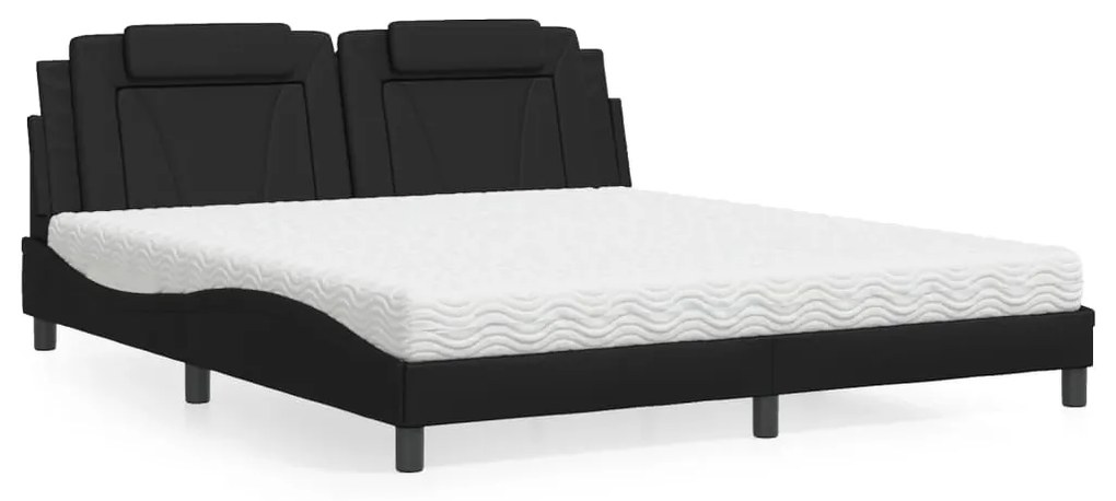 Letto con materasso nero 180x200 cm in similpelle