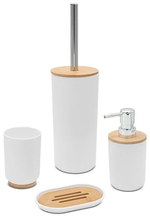 Dispenser sapone da appoggio bianco in abs e bambù Surf
