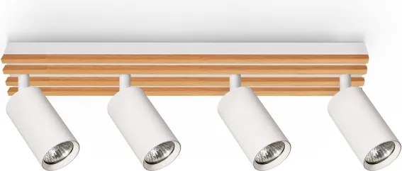 Brilagi - Faretto SELE WOOD ACOUSTIC 4xGU10/30W/230V bianco/legno