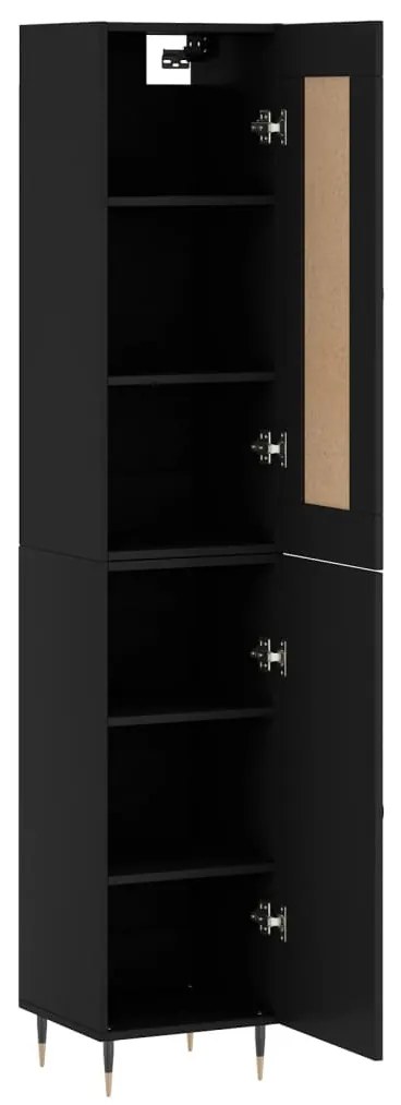 Credenza Nera 34,5x34x180 cm in Legno Multistrato