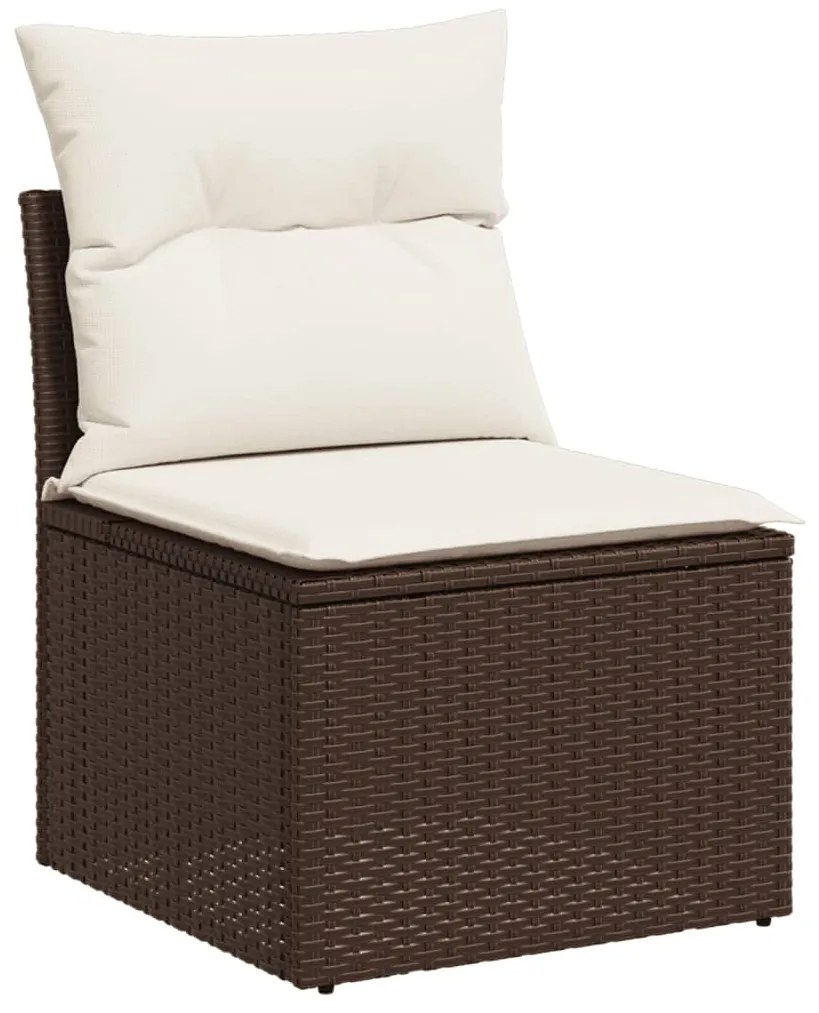 Set divani da giardino 8 pz con cuscini marrone in polyrattan