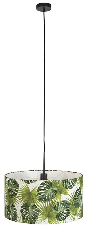 Lampada a sospensione botanica nera con paralume a foglia 50 cm - Combi 1