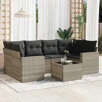 Set Divani da Giardino 7pz con Cuscini Grigio Chiaro Polyrattan 3218712