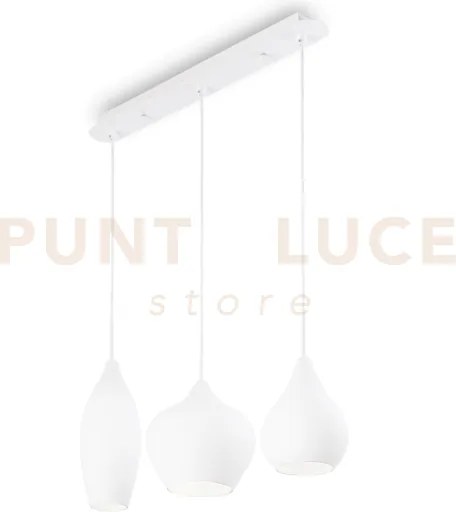 Soft lampadario sospeso in vetro bianco 3 luci attacco e14