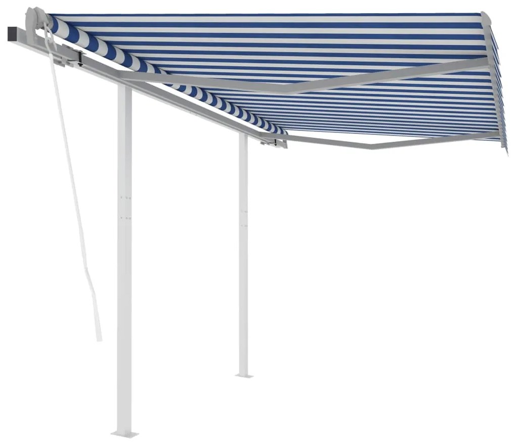 Tenda Da Sole Retrattile Automatica Con Pali 3x2,5m Blu Bianca /