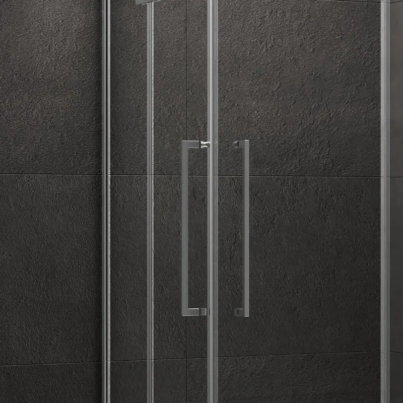 Kamalu - Box doccia 120x140 finitura in acciaio spazzolato con porte battenti | KT1000AS
