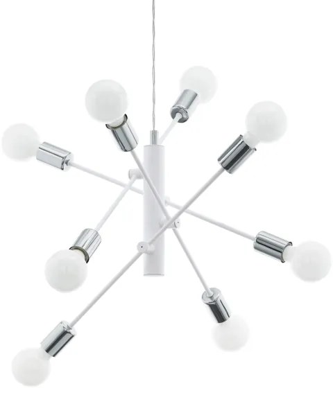 Eglo 98017 - Lampadario a sospensione con filo GRADOLI 8xE27/60W/230V bianco