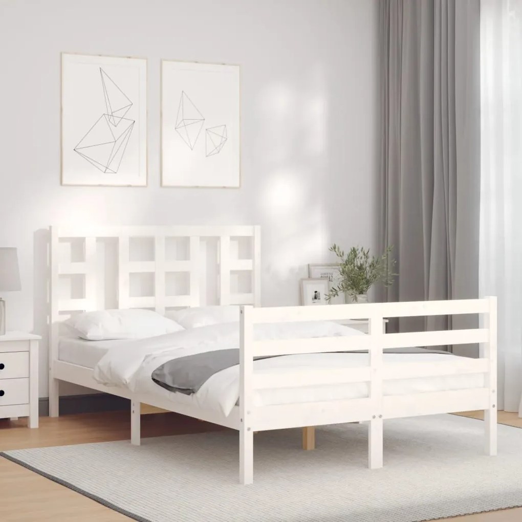 Giroletto con testiera bianco 120x200 cm in legno massello