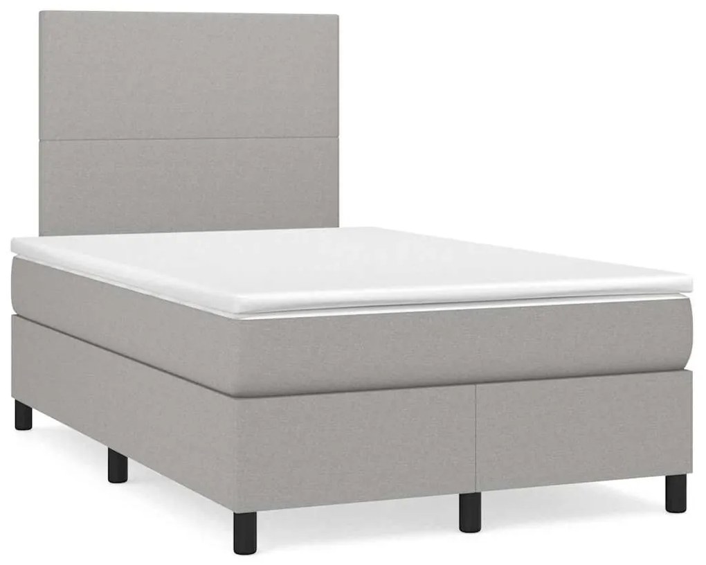 Letto A Molle Materasso E Led Grigio Chiaro 120x190 Cm Tessuto /