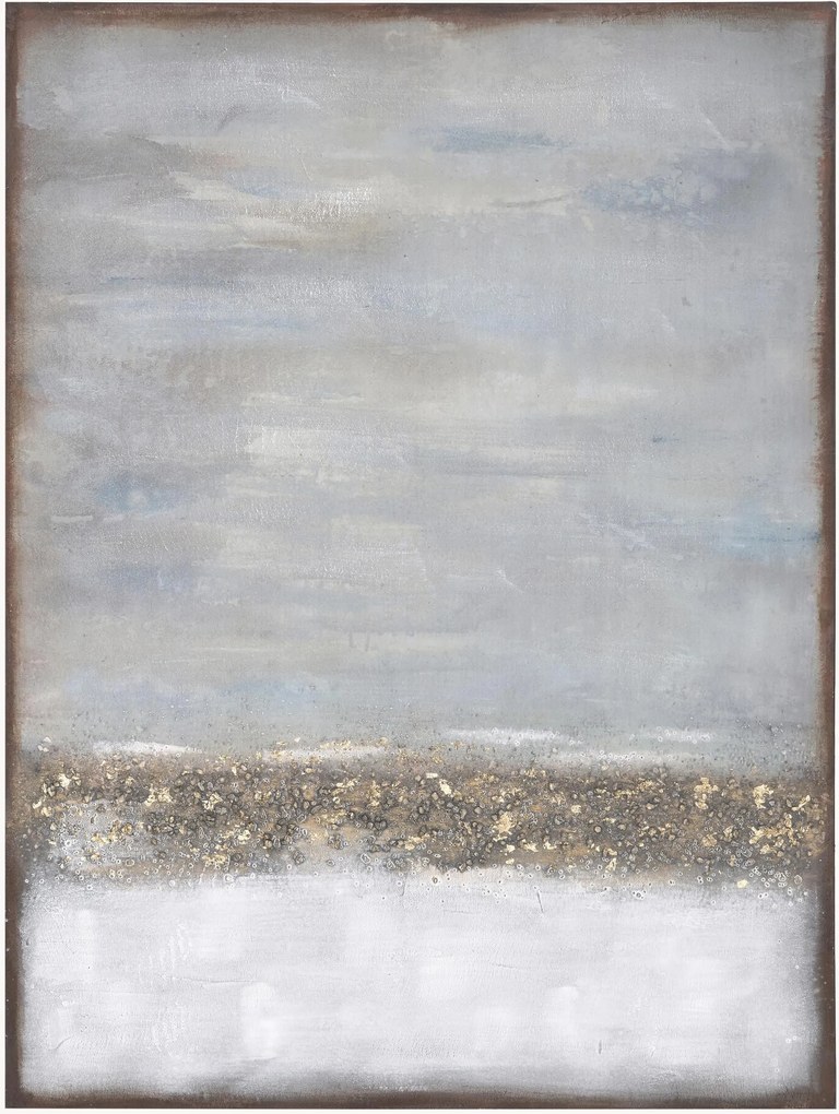 Stampa su tela dipinta a mano con cornice in legno Abstract Horizon