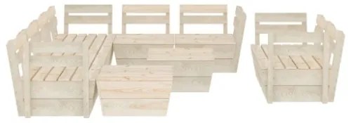 Set Divani da Giardino su Pallet 10 pz in Legno Abete Impregnato